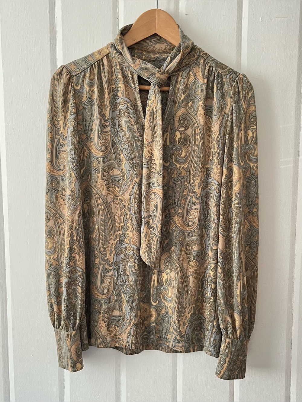 Lauren Ralph Lauren Paisley Tie Neck  Blouse